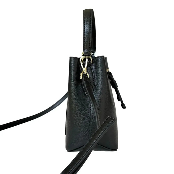 Kate Spade New York Eva Small Bucket Crossbody Bag Black Tan Drawstring - Picture 4 of 8